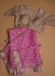 Resham Work Organza Saree In Pink Color