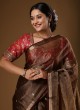 Fancy Golden Brown Saree For Womens