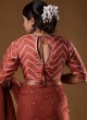 Rust Color Organza Saree For Womens