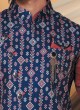 Printed Nehru Jacket Suit In Maroon And Blue Color