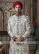 Off White Zardozi Work Sherwani