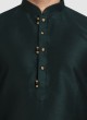 Wedding Wear Art SilK Kurta Pajama In Dark Green Color