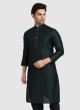 Wedding Wear Art SilK Kurta Pajama In Dark Green Color