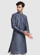 Function Wear Kurta Pajama In Dark Grey Color