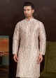 Fancy Digital Print Kurta Pajama In Off White Color