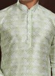 Malai Silk Kurta Pajama With Digital Block Print