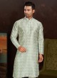 Malai Silk Kurta Pajama With Digital Block Print