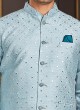 Wedding Wear Sky Blue Nehru Jacket