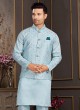 Wedding Wear Sky Blue Nehru Jacket