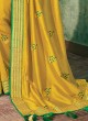 Floral Motifs Mustard Yellow Designer Saree