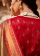 Beige And Red Color Festive Wear Saree