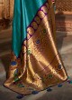 Simple Wear Art Silk Teal Blue Saree