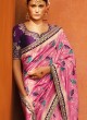 Pink Printed Silk Saree with Designer Blouse