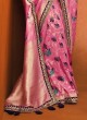Pink Printed Silk Saree with Designer Blouse