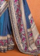 Blue Silk Saree with Raw Silk Designer Blouse