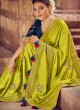 Zari Work Yellow Green Traditional Wear Saree