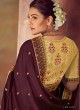 Art Silk Wine Color Wedding Wear Saree