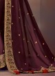 Art Silk Wine Color Wedding Wear Saree