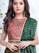 Silk Bandhani Printed Girls Choli Suit In Green Color