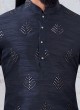 Sequins Work Navy Blue Kurta Pajama