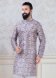Printed Grey Mens Kurta Pajama For Wedding
