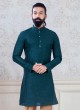 Teal Green Silk Sequins Kurta Pajama For Men