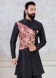 Digital Floral Print Black Indowestern For Men