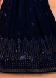 Navy Blue Choli Suit With Sequins Work