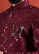 Wedding Wear Wine Color Indowestern With Trouser