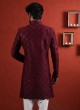 Wedding Wear Wine Color Indowestern With Trouser