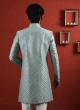 Pista Green Thread Work Indowestern In Silk Fabric
