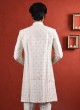 Cream Festive Wear Indowestern In Silk Fabric