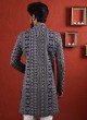 Thread Work Navy Blue Wedding Wear Indowestern