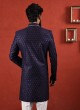 Navy Blue Men Indowestern In Art Silk Fabric