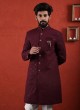 Designer Wine Color Indowestern for Men