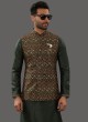 Zig Zag Work Nehru Jacket Set For Wedding