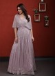 Lavender Net Glitter Zari Work Gown