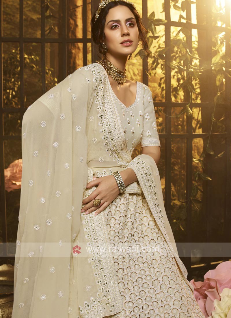 Buy White Round Embroidered Lehenga Set For Women by Aariyana Couture  Online at Aza Fashions.