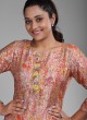 Orange Kurti In Gajji Silk With Digital Floral Print