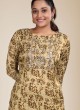 Batik Print Gajji Silk Kurti In Yellow