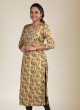 Batik Print Gajji Silk Kurti In Yellow