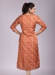 Orange Batik Print Gajji Silk Kurti