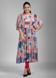 Multi Color A-Line Kurti With Butterfly Sleeves