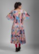 Multi Color A-Line Kurti With Butterfly Sleeves