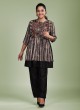 Designer Black Chiffon Tunic Style Kurti with Pant