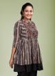 Designer Black Chiffon Tunic Style Kurti with Pant