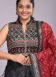 Black Printed Kurti Set With Dupatta