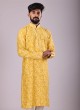 Yellow Kurta Set In Art Silk For Men