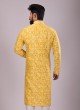 Yellow Kurta Set In Art Silk For Men