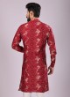 Festive Wear Maroon Printed Kurta Pajama